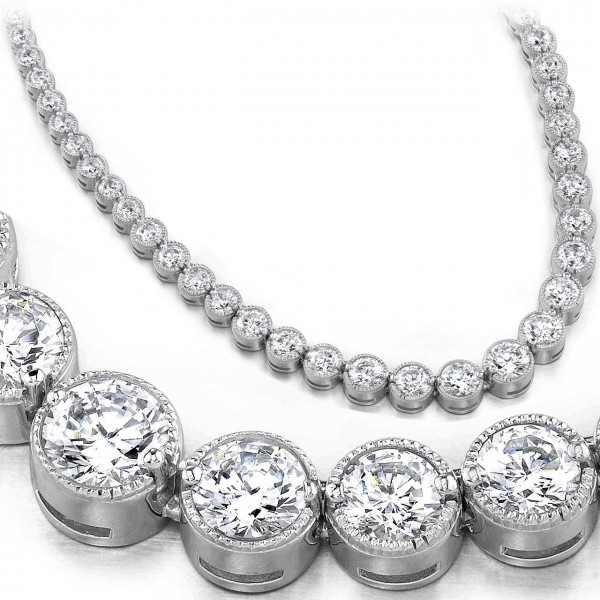 Adjustable Lab-grown Diamond Half Tennis Necklace, 3 Carats,